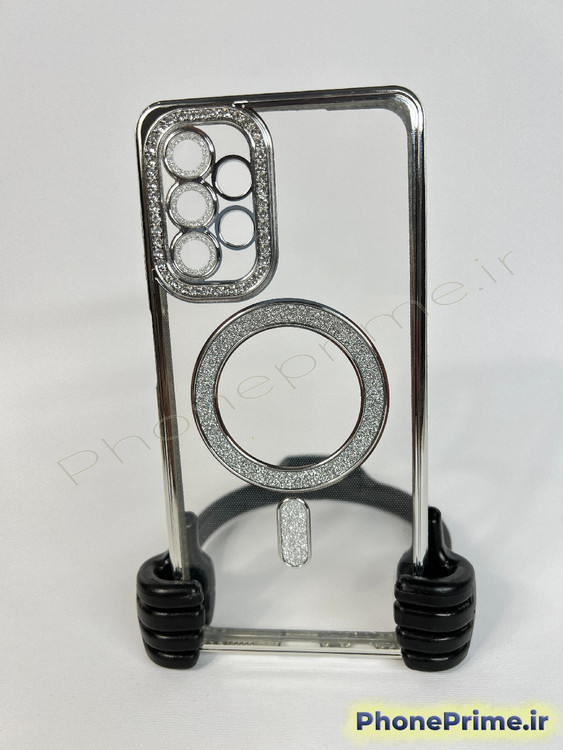 قاب لوکس و نگیندار گوشی سامسونگ S24 FE با محافظ لنز درخشان و رینگ مگنتی پشت
