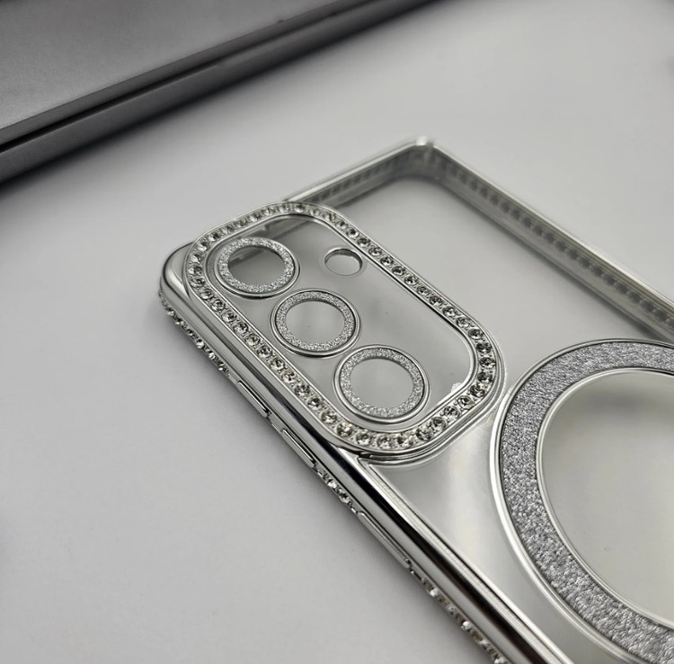 قاب لوکس و نگیندار گوشی سامسونگ S24 FE با محافظ لنز درخشان و رینگ مگنتی پشت