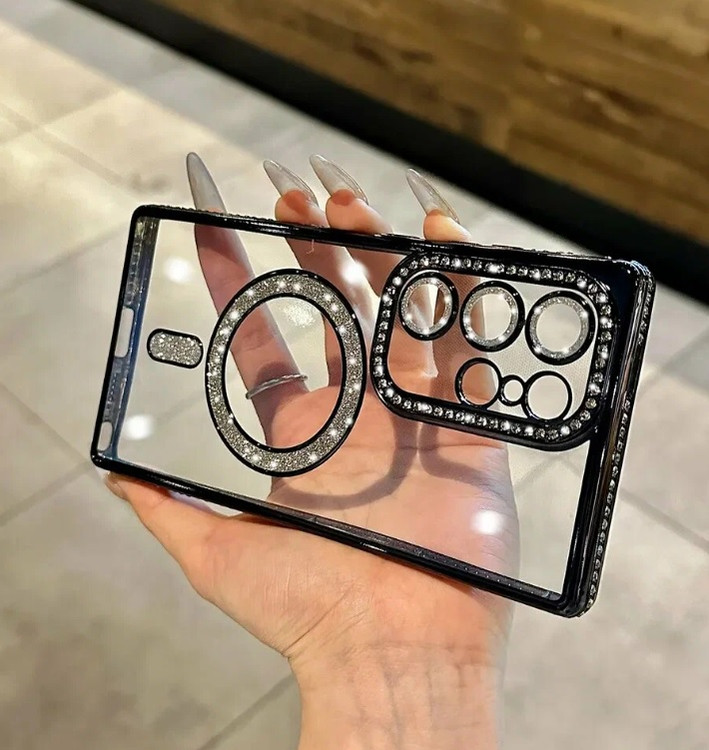 قاب لوکس و نگیندار گوشی سامسونگ S25 FE با محافظ لنز درخشان و رینگ مگنتی پشت