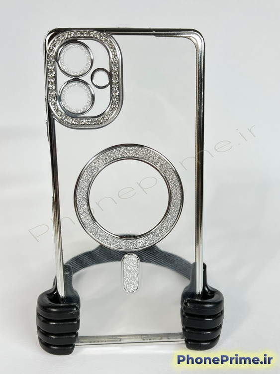 قاب لوکس و نگیندار گوشی سامسونگ A06 با محافظ لنز درخشان و رینگ مگنتی پشت