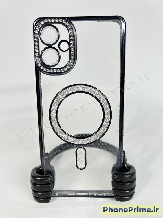 قاب لوکس و نگیندار گوشی سامسونگ A06 با محافظ لنز درخشان و رینگ مگنتی پشت