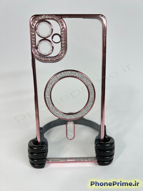 قاب لوکس و نگیندار گوشی سامسونگ A06 با محافظ لنز درخشان و رینگ مگنتی پشت