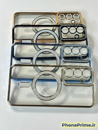 قاب لوکس مشترک برای سامسونگ A56 و A36 با فریم نگینکاری شده و رینگ مگنتی در رنگهای مختلف