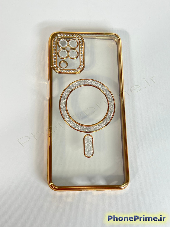 قاب لوکس و نگیندار گوشی سامسونگ A12 با محافظ لنز درخشان و رینگ مگنتی پشت