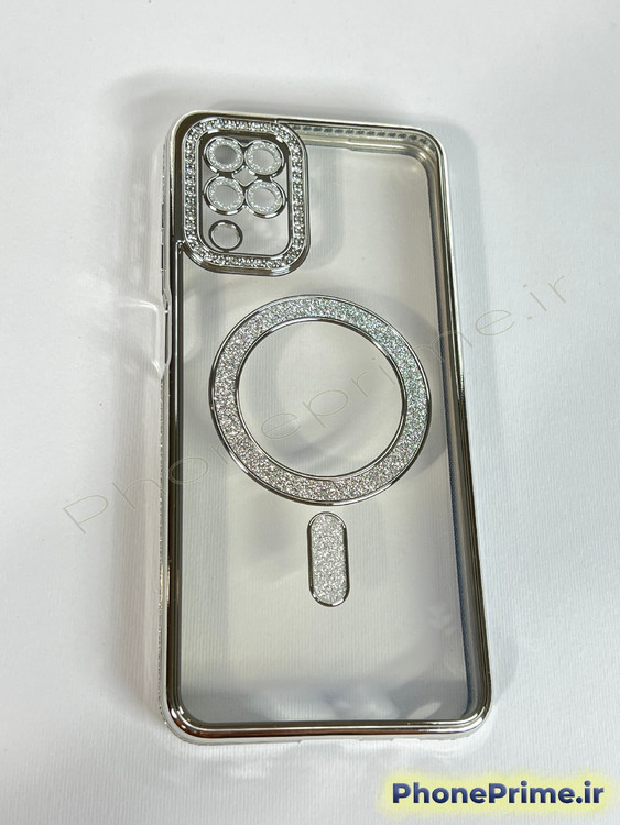 قاب لوکس و نگیندار گوشی سامسونگ A12 با محافظ لنز درخشان و رینگ مگنتی پشت