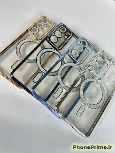 قاب لوکس و نگیندار گوشی سامسونگ A15 با محافظ لنز درخشان و رینگ مگنتی پشت