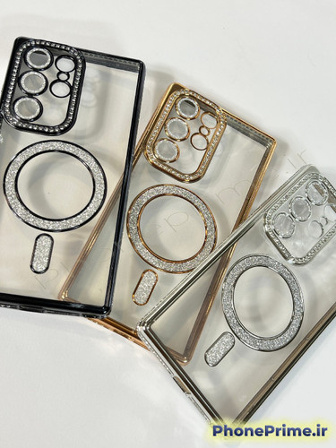 قاب لوکس و نگیندار گوشی سامسونگ A16 با محافظ لنز درخشان و رینگ مگنتی پشت