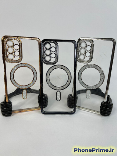 قاب لوکس و نگیندار گوشی سامسونگ A26 با محافظ لنز درخشان و رینگ مگنتی پشت