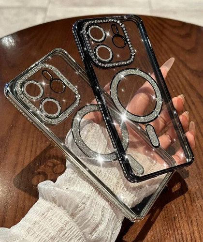 قاب لوکس و نگیندار گوشی سامسونگ A55 با محافظ لنز درخشان و رینگ مگنتی پشت