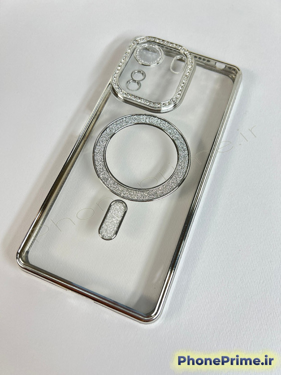 قاب لوکس و نگیندار گوشی شیائومی ردمی 13C با محافظ لنز درخشان و رینگ مگنتی پشت