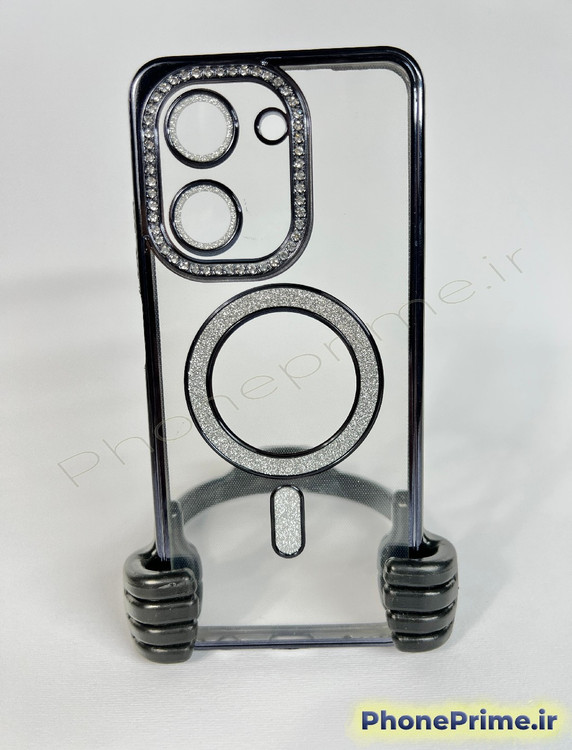 قاب لوکس و نگیندار گوشی شیائومی ردمی 15C با محافظ لنز درخشان و رینگ مگنتی پشت