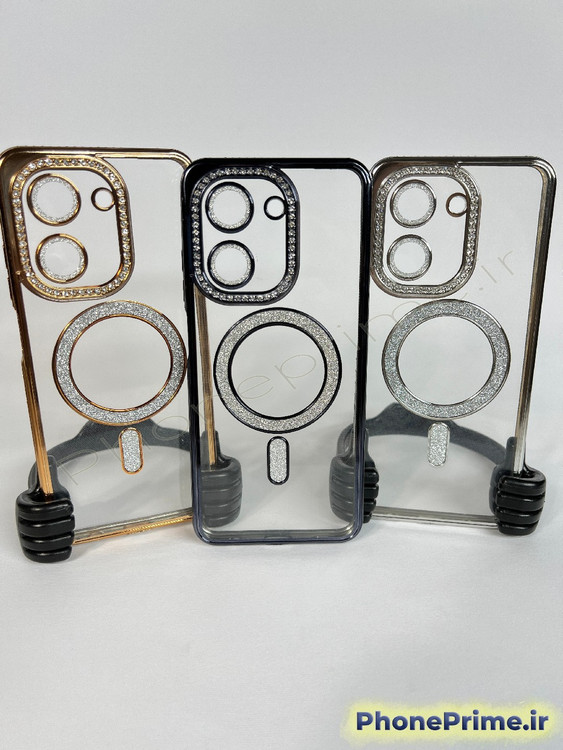 قاب لوکس و نگیندار گوشی شیائومی ردمی 15C با محافظ لنز درخشان و رینگ مگنتی پشت