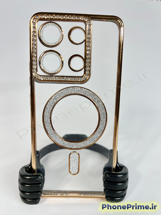 قاب لوکس و نگیندار گوشی شیائومی ردمی نوت 13 4G با محافظ لنز درخشان و رینگ مگنتی پشت