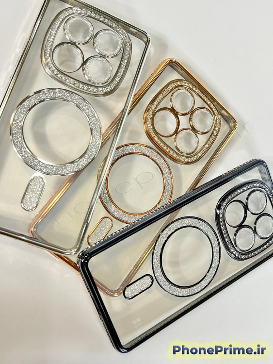 قاب لوکس و نگیندار گوشی شیائومی ردمی نوت 14 پرو 4G با محافظ لنز درخشان و رینگ مگنتی پشت