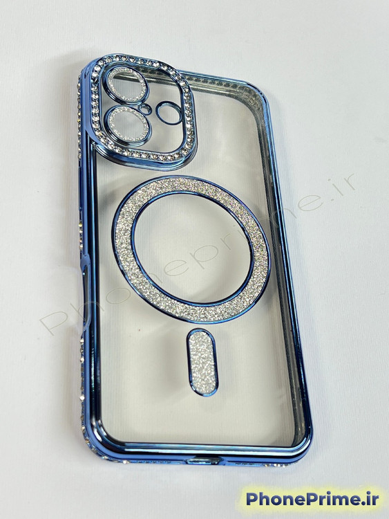 قاب لوکس و نگیندار گوشی آیفون ۱۶ معمولی با محافظ لنز درخشان و رینگ مگنتی پشت