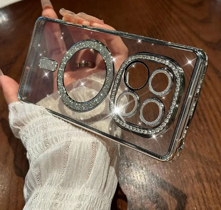 قاب لوکس و نگیندار گوشی شیائومی ردمی نوت 14 پرو 4G با محافظ لنز درخشان و رینگ مگنتی پشت