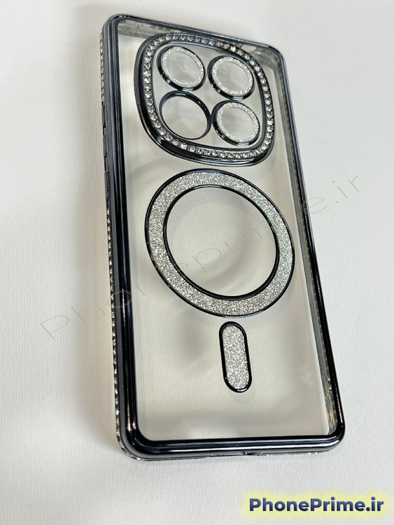 قاب لوکس و نگیندار گوشی شیائومی ردمی نوت 14 پرو 4G با محافظ لنز درخشان و رینگ مگنتی پشت