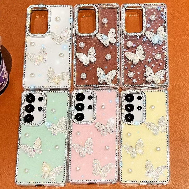 قاب سامسونگ A13 | کاور فانتزی پروانه مرواریدی نگیندار