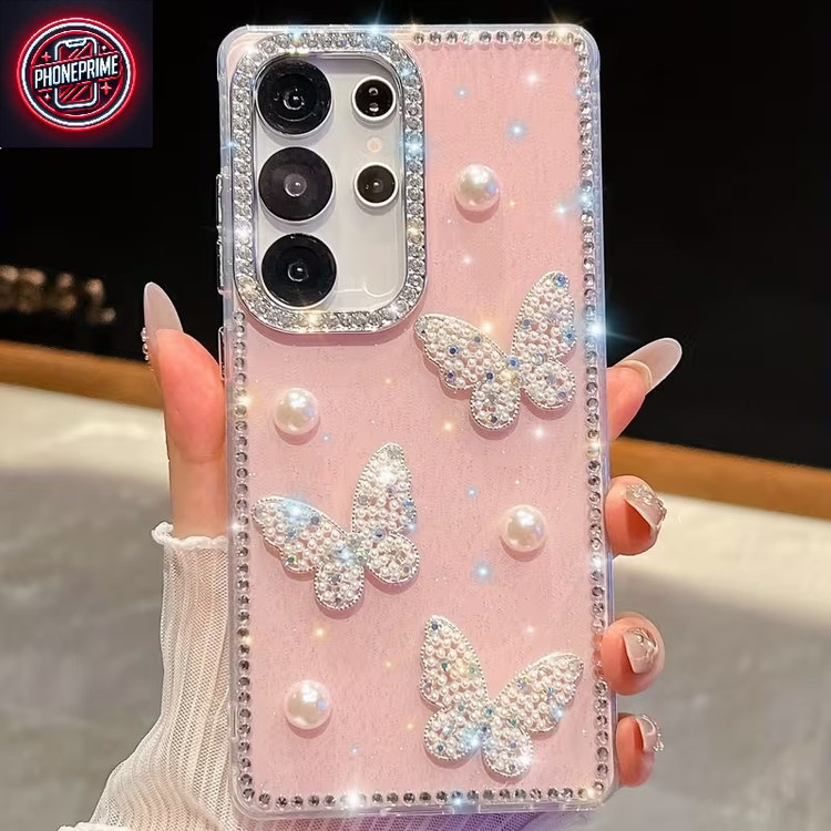 قاب سامسونگ A13 | کاور فانتزی پروانه مرواریدی نگیندار