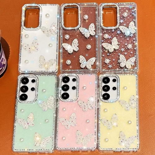 قاب شیائومی Redmi Note 13 4G مرواریدی طرح پروانه