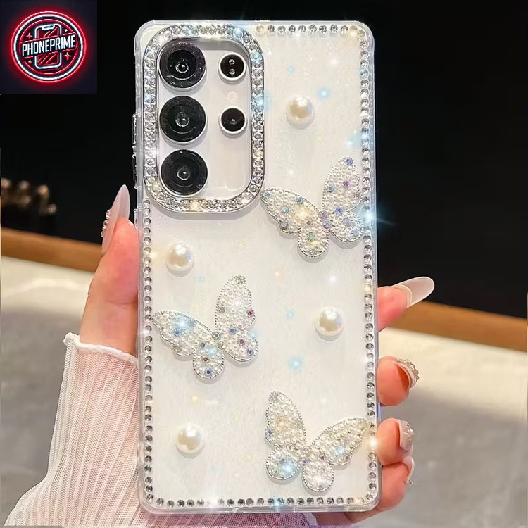 قاب شیائومی Redmi Note 14 نرمال ، پروانه مرواریدی با فریم کروم نگین دار ، ظاهر خاص و جواهر نشان (نقد و اقساط) ردمی نوت 14 نرمال