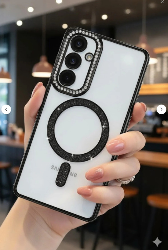 قاب گوشی Samsung Galaxy S24 Ultra شفاف نگین دار مدل لاکچری دایموند با محافظ لنز