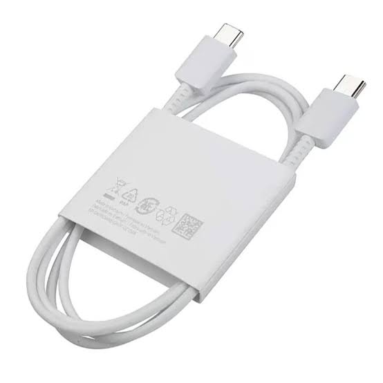 کابل شارژ اصلی سامسونگ  دوسر تایپ سی (Type-C to Type-C) - کیفیت سر کارتنی ویتنام (مشکی و سفید) نقد و اقساط