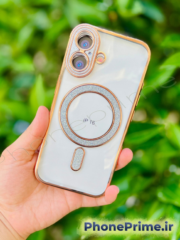 قاب آیفون ۱۶ نرمال مدل شاین طلایی مجلسی PRO SHINE فروشگاه فون پرایم