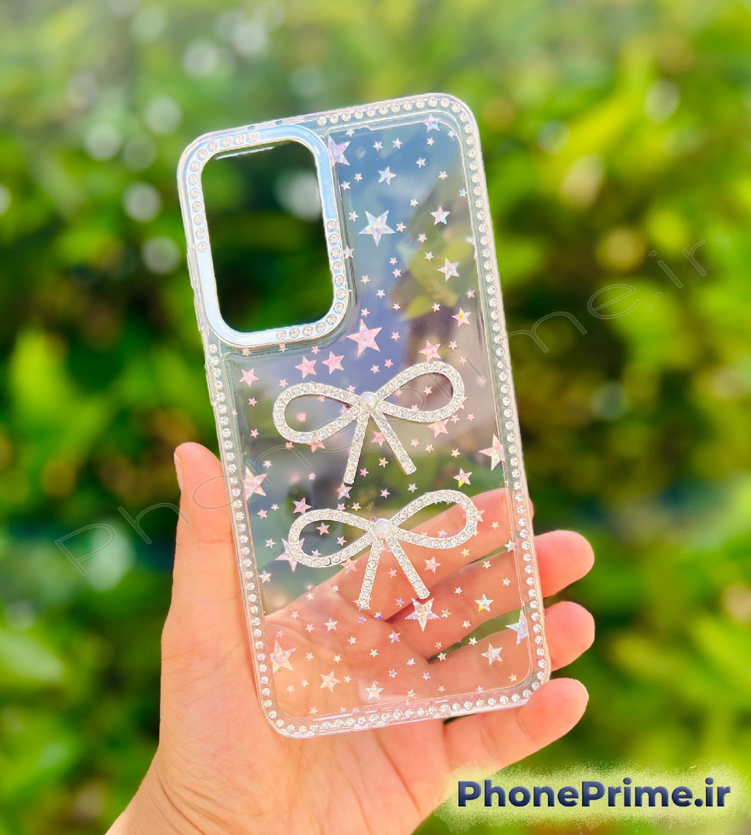 قاب لوکس سامسونگ اس۲۵ اولترا مدل Luxury Shine Star با شاین هلوگرامی و طرح جواهری پاپیون