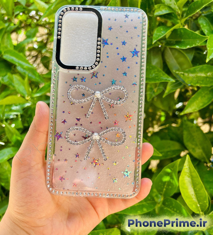 قاب لوکس سامسونگ اس۲۵ اولترا مدل Luxury Shine Star با شاین هلوگرامی و طرح جواهری پاپیون