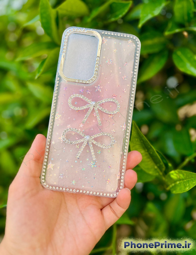 قاب لوکس سامسونگ اس۲۴ اف ای مدل Luxury Shine Star با شاین ستارهای و دو پاپیون جواهری برجسته