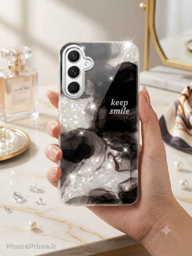 قاب گوشی سامسونگ Samsung Galaxy S23 FE مدل Keep Smile طرح ماربل صدفی هلوگرامی