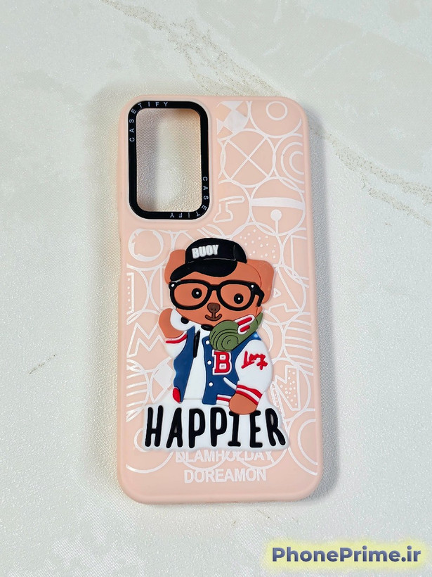 قاب سامسونگ A14 طرح خرس HAPPIER Doraemon | فانتزی صورتی