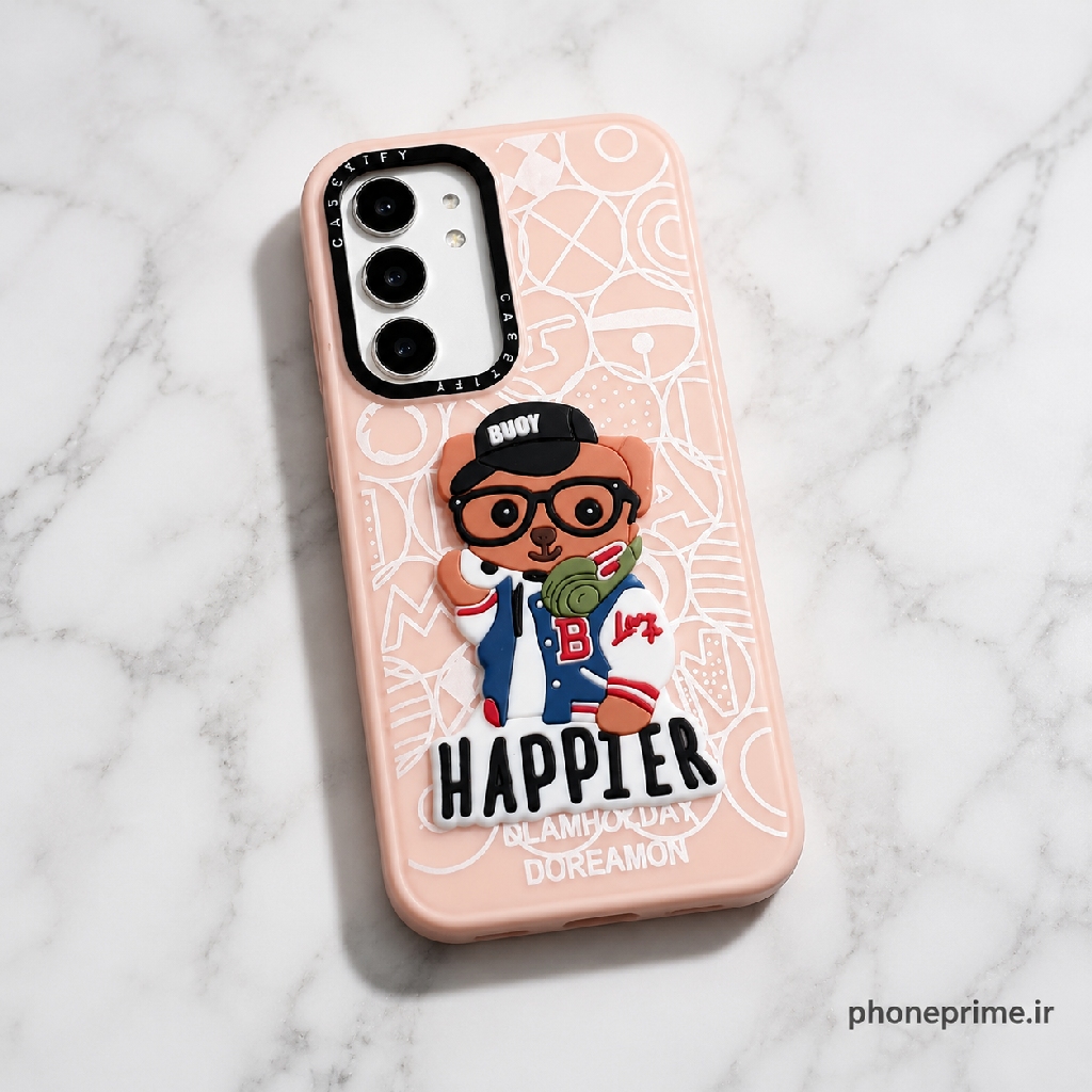 قاب سامسونگ A14 طرح خرس HAPPIER Doraemon | فانتزی صورتی