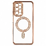 قاب شفاف لاکچری سامسونگ Galaxy A15 با لبههای رنگی و حلقه مگسیف نگیندار و محافظ لنز دوربین