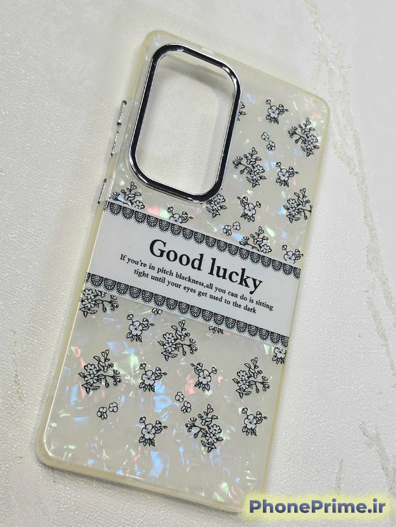 قاب گوشی سامسونگ گلکسی S25 Ultra مدل Good Lucky با طرح گلدار و زمینه صدفی شاین