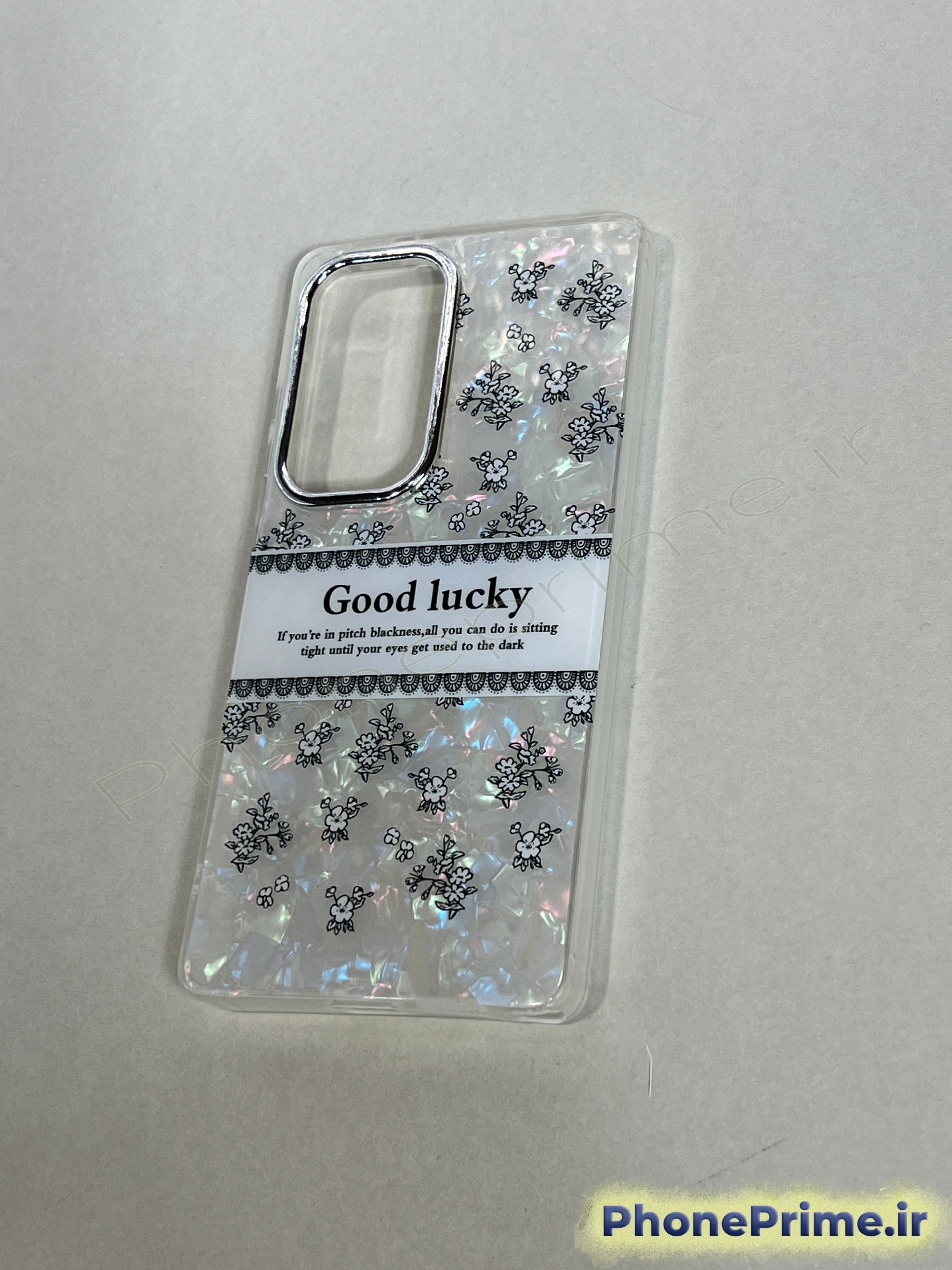 قاب گوشی سامسونگ گلکسی S25 Ultra مدل Good Lucky با طرح گلدار و زمینه صدفی شاین