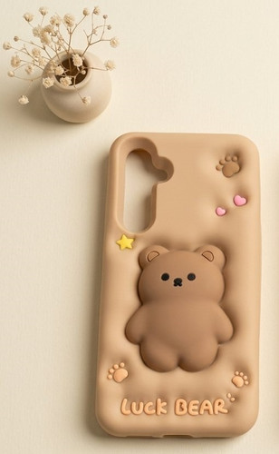 قاب فانتزی ۳D سامسونگ A55 طرح خرس Luck Bear قهوهای فون پرایم