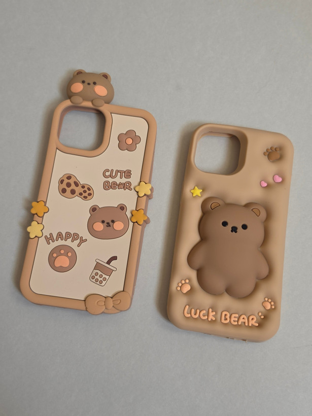 پک ۲ عددی قاب فانتزی آیفون 13 طرح خرس Luck Bear و بوبا نسکافهای فون پرایم