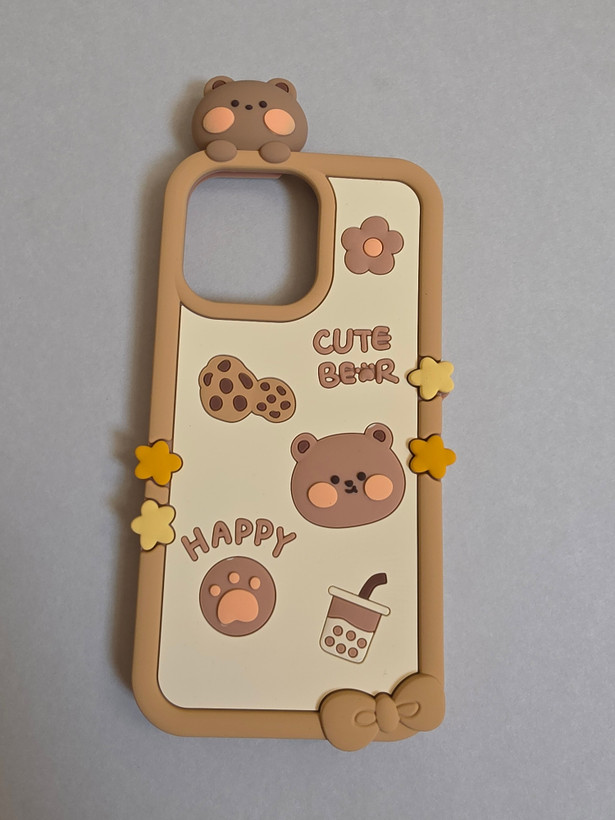 قاب فانتزی ۳D آیفون 13 طرح خرس Cute Bear و کوکی کرم نسکافهای فون پرایم