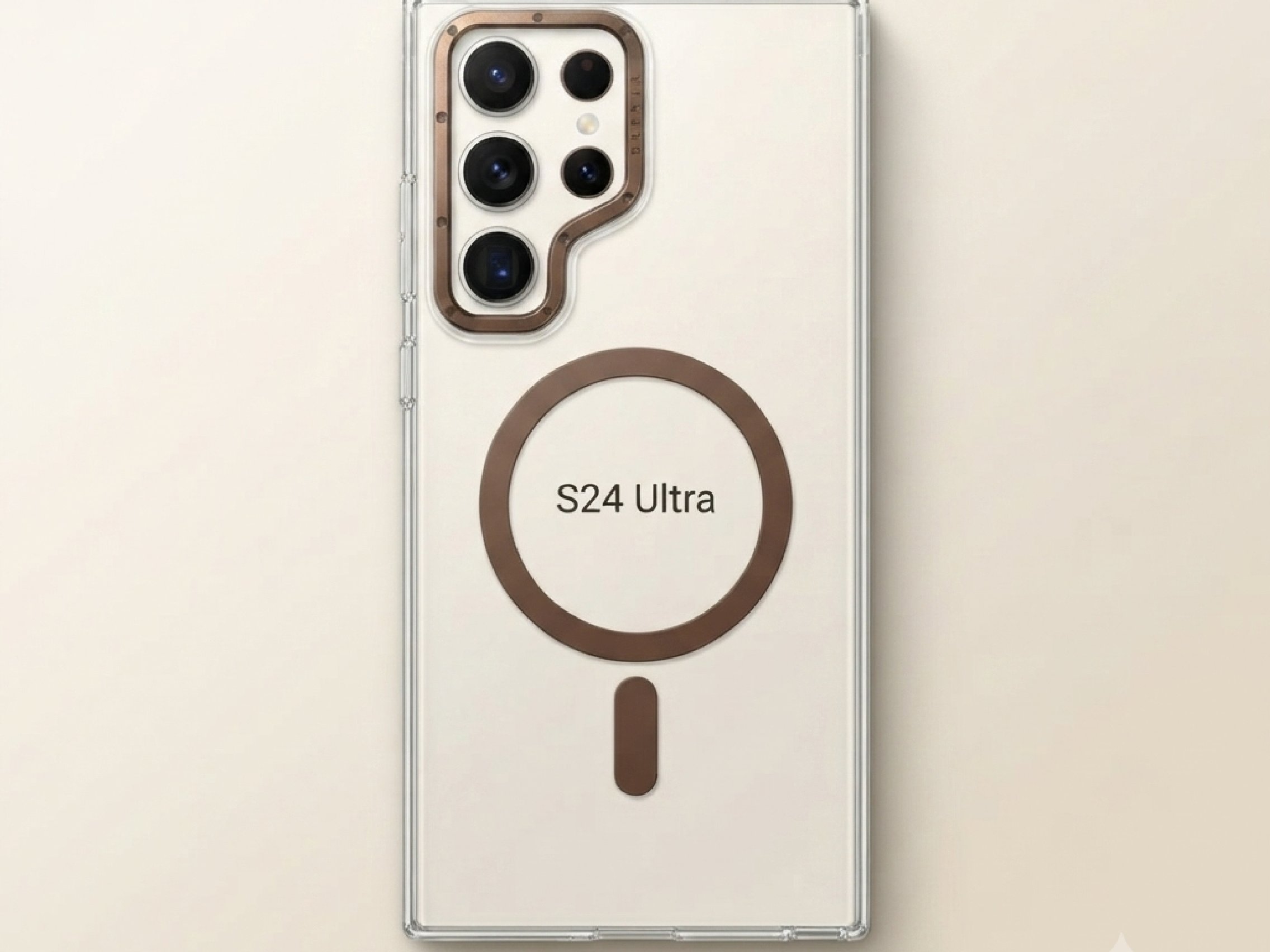 قاب شفاف مگ سیف سامسونگ S23 Ultra و S24 Ultra با فریم دوربین تیتانیومی رنگ دزرت صحرایی
