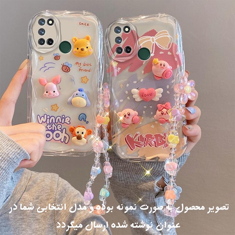 ست ۲ عددی قاب ژله‌ای شفاف شیائومی Redmi Note 13 Pro Plus با عروسک‌های برجسته و بند آویز