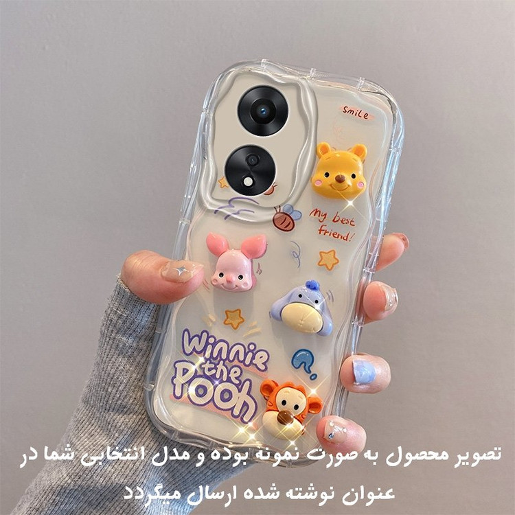 پک یکی بخر یکی رایگان قاب شفاف شیائومی Redmi 14C با عروسک برجسته و آویز کریستالی