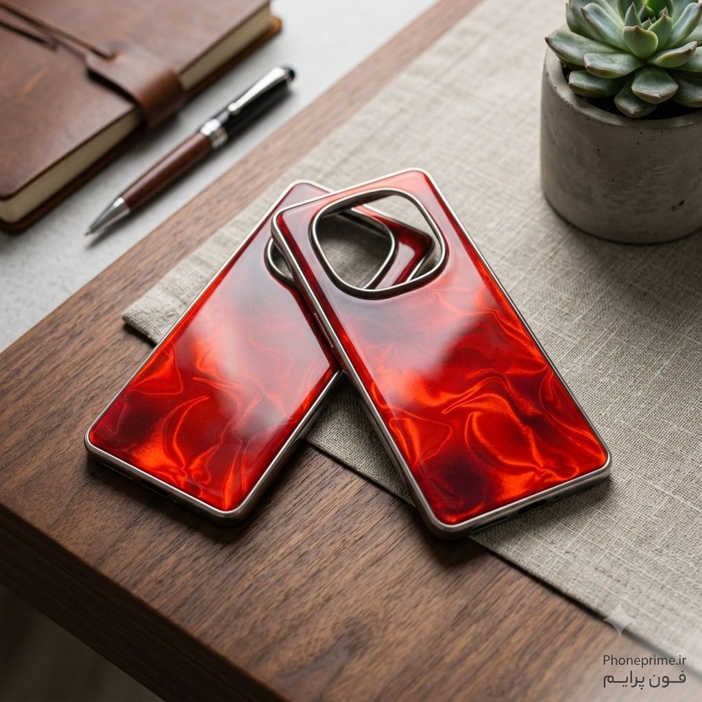 قاب لوکس طرح صدفی و کروم شیائومی Redmi Note 15 در چهار رنگ صورتی سبز دودی قرمز