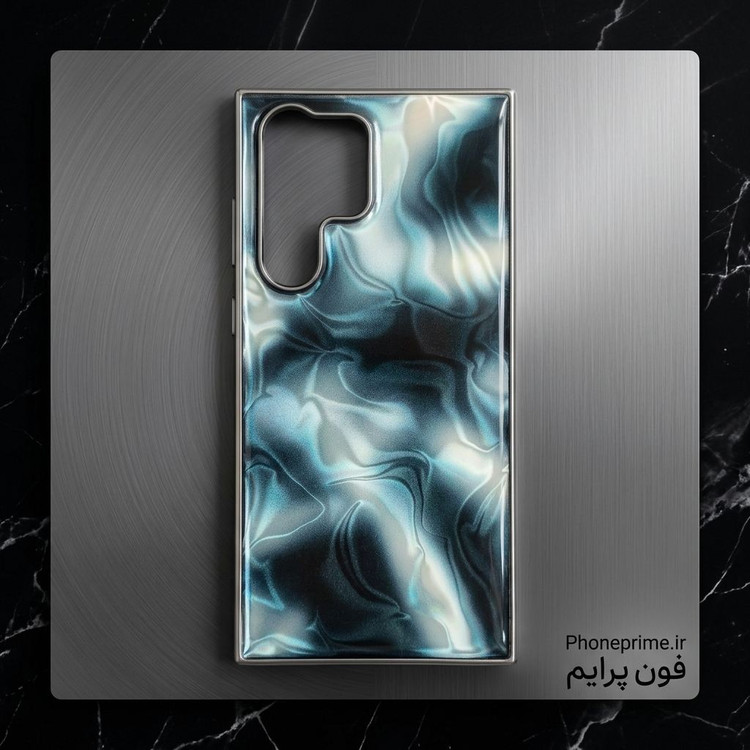 قاب لوکس طرح صدفی و کروم سامسونگ S25 Ultra در رنگ دودی