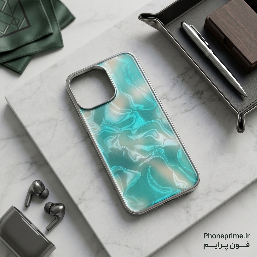 قاب آیفون 15 پرومکس iPhone 15 Pro Max طرح ابروبادی هولوگرامی آینه‌ای در ۴ رنگ