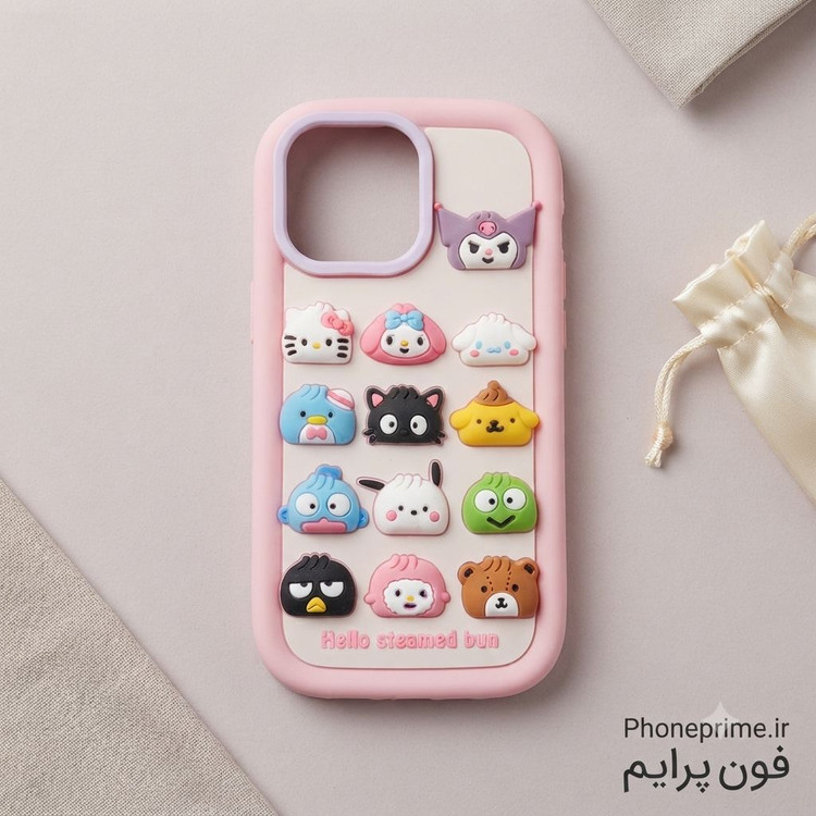 قاب آیفون 14 پرو مکس و 15 پرو مکس مشترک iPhone 14 Pro Max 15 Pro Max طرح سهبعدی Hello Steamed Bun کیفیت اصلی قابل شستشو با ۱ سال ضمانت رنگ