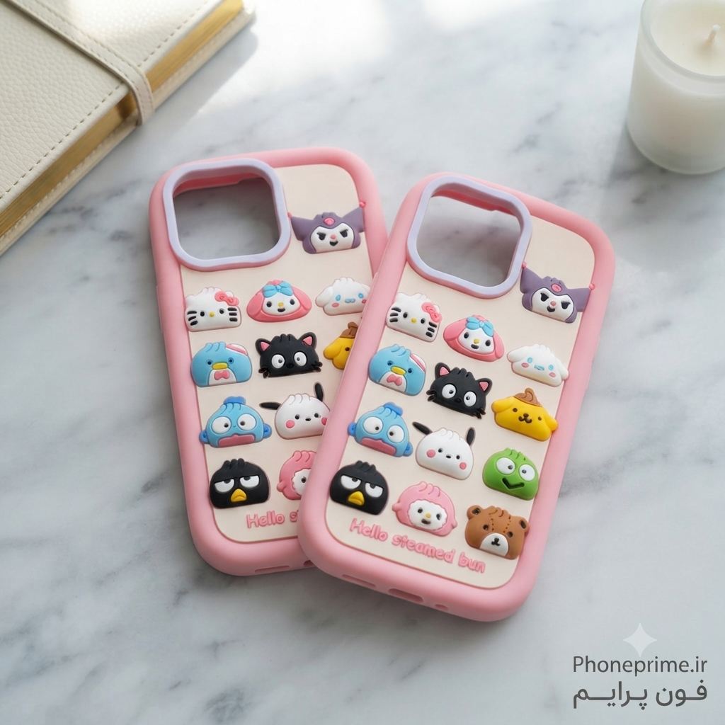 قاب آیفون 12 و 12 پرو مشترک iPhone 12 12 Pro طرح سه‌بعدی Hello Steamed Bun کیفیت اصلی قابل شستشو با ۱ سال ضمانت رنگ