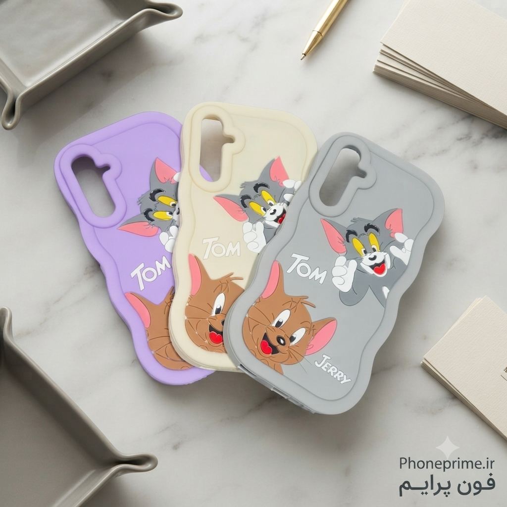 قاب سامسونگ A15 و A25 مشترک Samsung Galaxy A15 A25 طرح سه‌بعدی تام و جری Tom and Jerry ۳ رنگ قابل شستشو با ۱ سال ضمانت رنگ