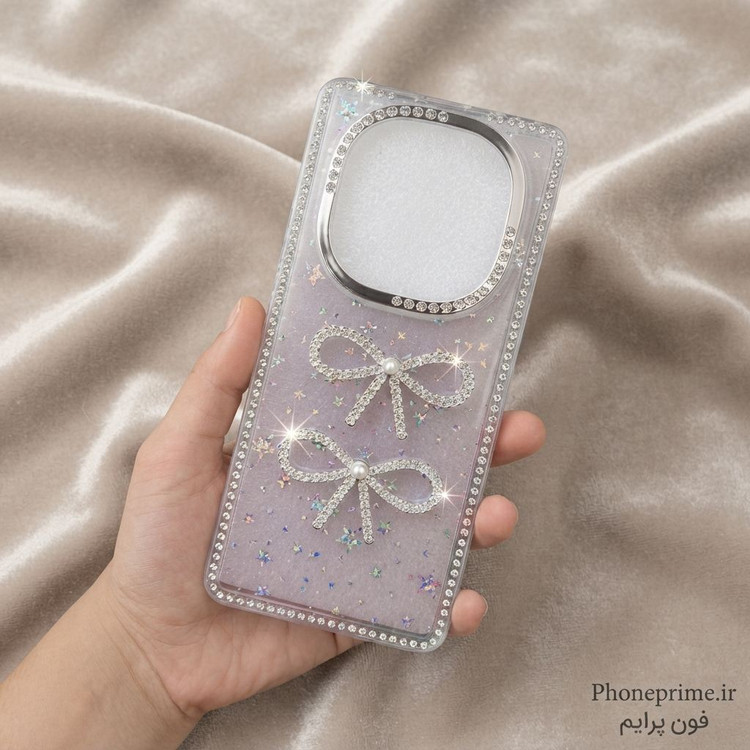 قاب گوشی شیائومی Xiaomi Redmi Note 14 Pro مدل Luxury Shine Star طرح پاپیون جواهری شیائومی نوت ۱۴ پرو